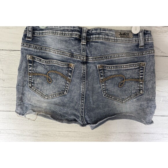 Justice Denim Shorts Girls Sz 12R Embroidered Flowers - Picture 9 of 9